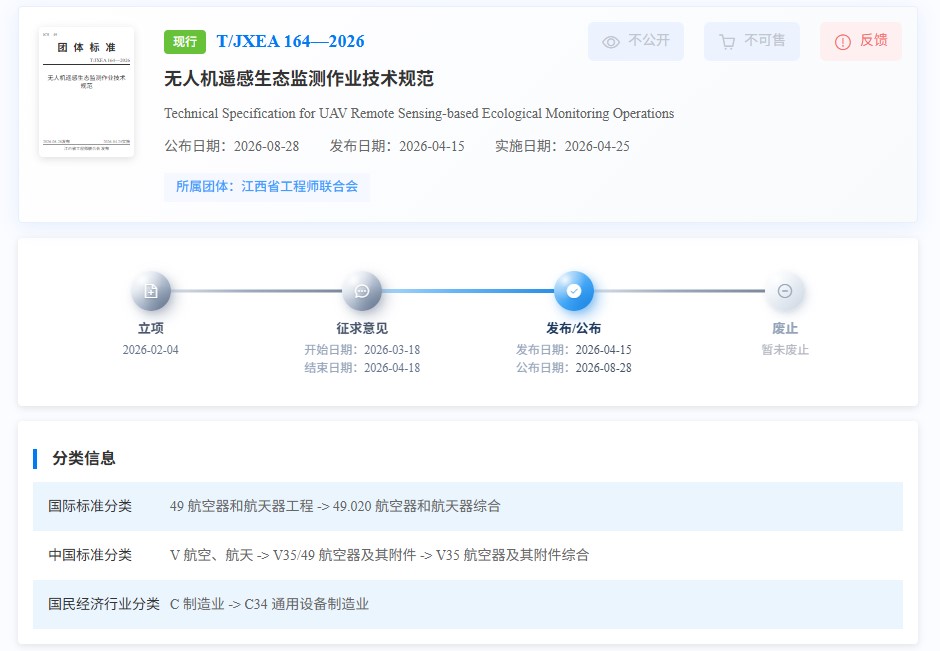 晔生航空参与起草的《无人机遥感生态监测作业技术规范》标准发布 - 晔生航空